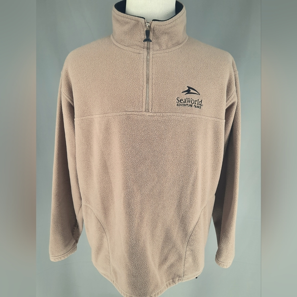Sea World Adventure Parks Fleece Men's XL Jacket 1/4 Zip Embroidered Long Sleeve